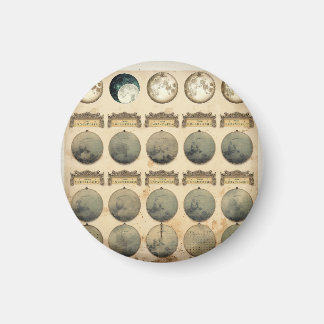 Íman Gráfico do Ciclo Lunar Vintage - Fases Celestiais