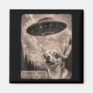 Íman Gràfico Engraçado de Chihuahua Alien Ufo Vintage E