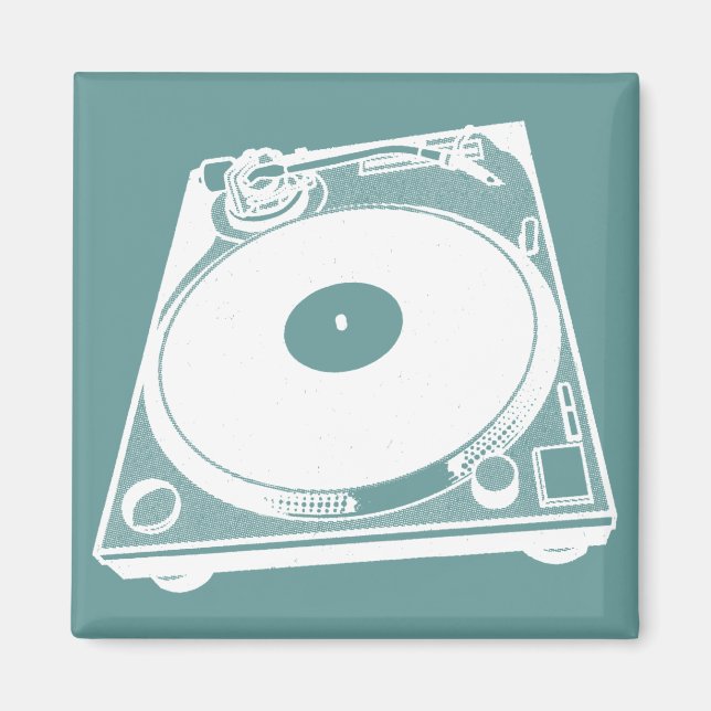 Íman Gráfico Retroativo Turntable em Branco (Frente)