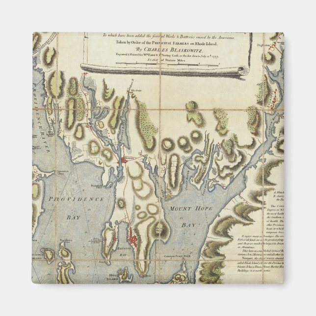 Íman Gráfico Topográfico da Baía de Narraganset (Frente)