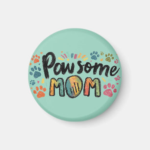 Íman Gráfico Whimsical "Pawsome MOM" com patas colorida