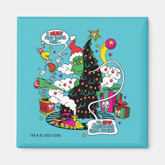 Íman Gráficos Coloridos de Natal do Grinch (Frente)