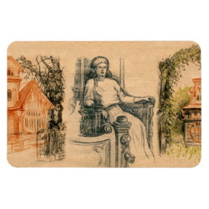 Íman Gráficos de lápis de senhora no artesanato