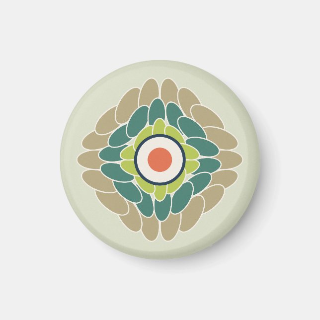 Íman Grafische grüne Blattrosette in Wasabi und Khaki (Frente)