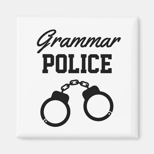 Íman Gramática Polícia - imã de geladeira engraçada (Frente)