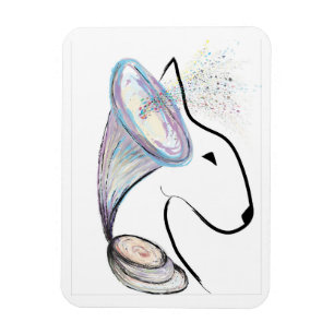 Íman Gramophone Bull Terrier Music Surreal pet art