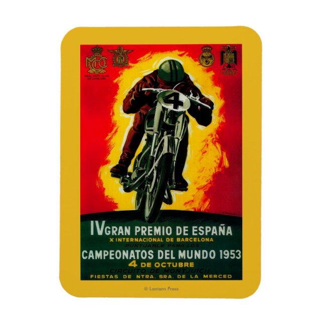 Íman Gran Premio de Espana Vintage Poster Europe (Vertical)