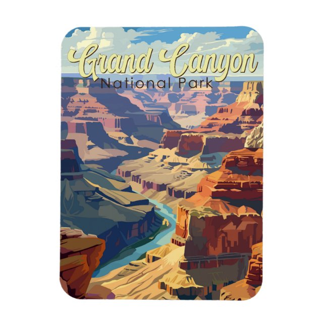 Íman Grand Canyon National Park Ilustração Viagem Art (Vertical)