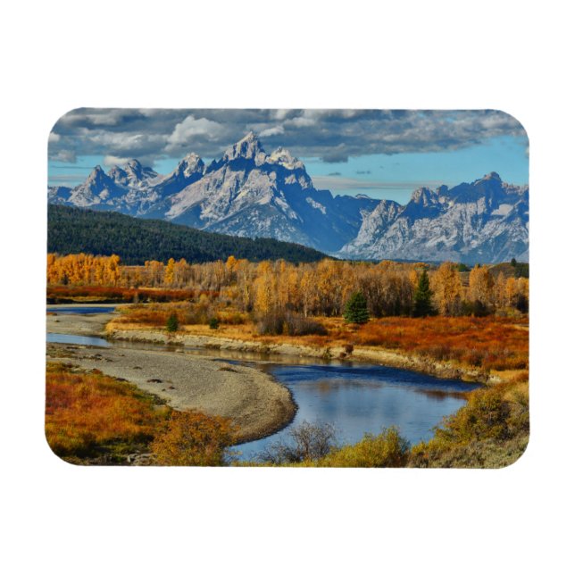 Íman Grand Teton Mountain River View no outono (Horizontal)