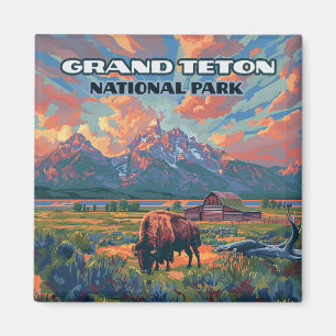 Íman Grand Teton National Park Mounties Bison Wyoming