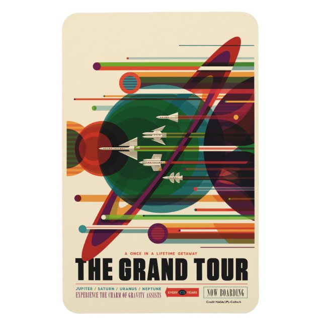 Íman Grand Tour - Retro NASA Poster de viagens Magnet (Vertical)