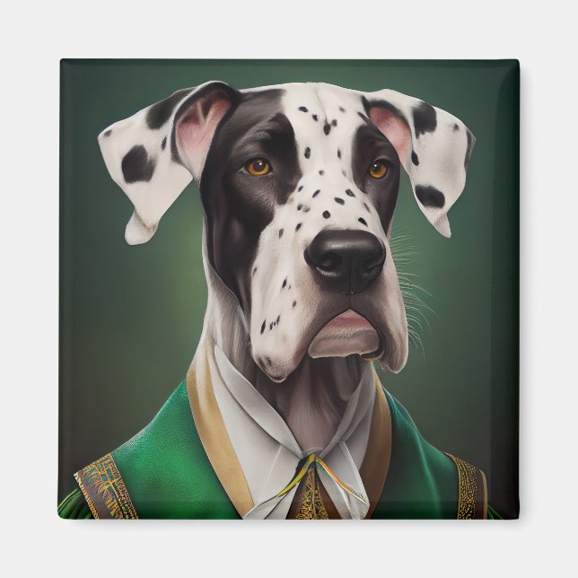 Íman Grande Cão Dinamarquês vestido para o Dia de São P (Frente)