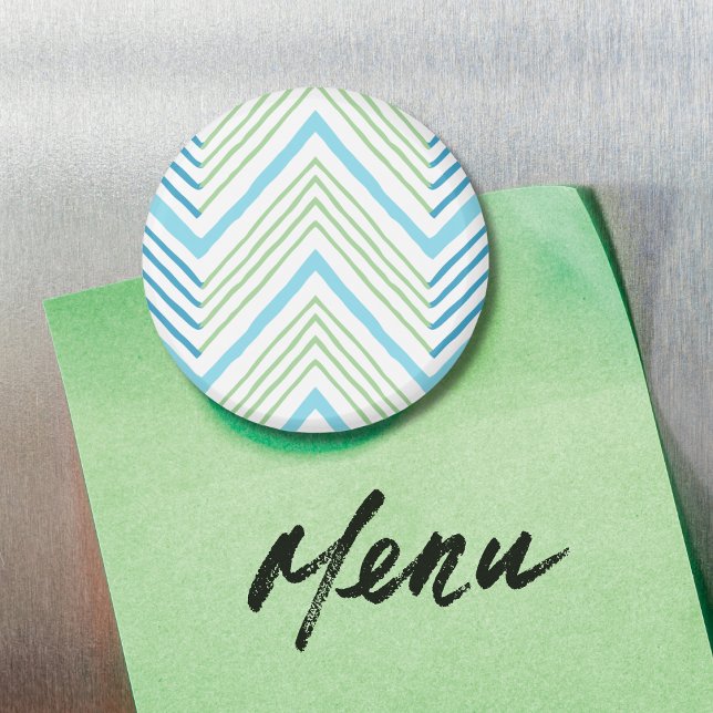 Íman Grande Chevron Zag em Verde e Aqua Magnet (Criador carregado)