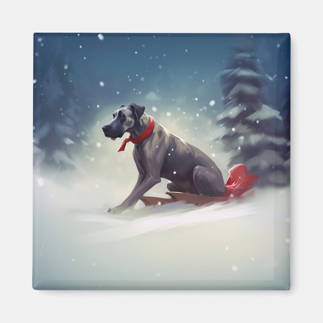 Íman Grande Dinamarquês Natal neve inverno (Frente)