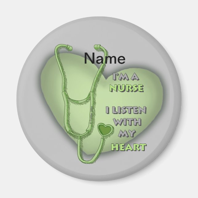 Íman Grande enfermeira de coração verde (Frente)