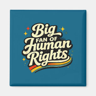 Íman Grande fã dos direitos humanos - arco-íris retrô m