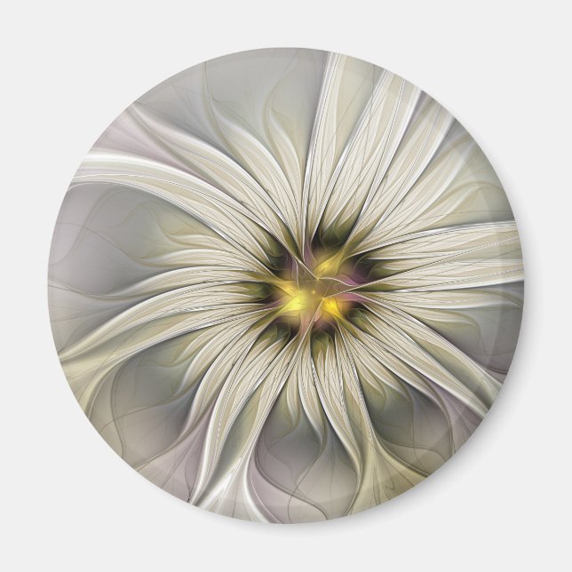 Íman Grande Flor de Marfim, Abstrato Moderna Arte Fract (Frente)