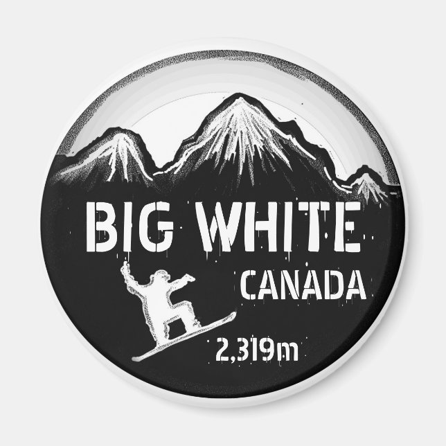 Íman Grande ímã branco do Canadá de snowboard (Frente)