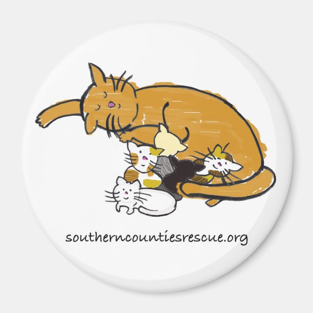 Íman Grande ímã (logotipo de Gatinho redondo) (Frente)