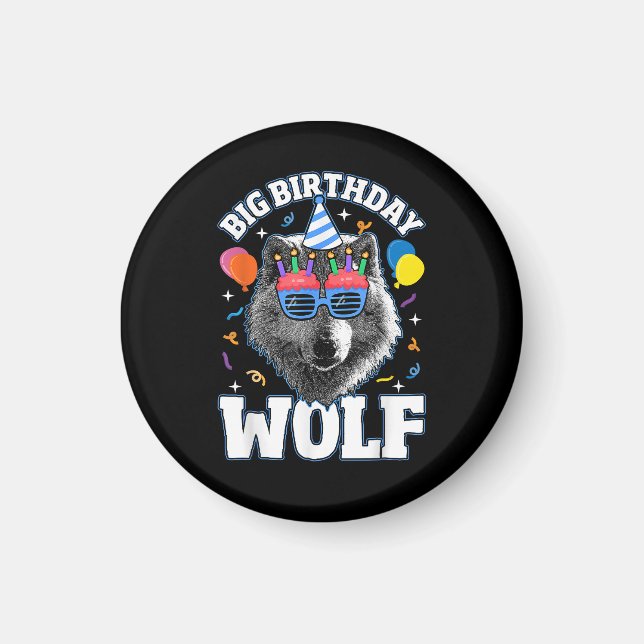 Íman Grande Lobo de Aniversário para Lobos (Frente)