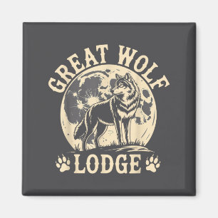 Íman Grande Lodge Lobo Uivando Lua Cheia Cena da Nature