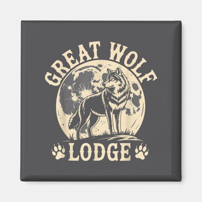 Íman Grande Lodge Lobo Uivando Lua Cheia Cena da Nature (Frente)