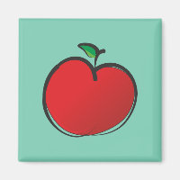 Grande Maçã Vermelha Desenhando em um Fundo Verde 