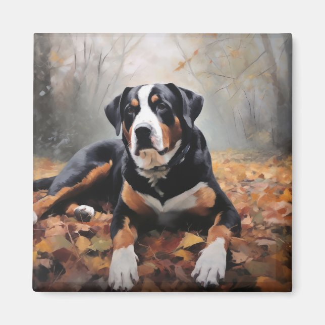 Íman Grande Montanha Suíça no outono Folhas caem (Frente)