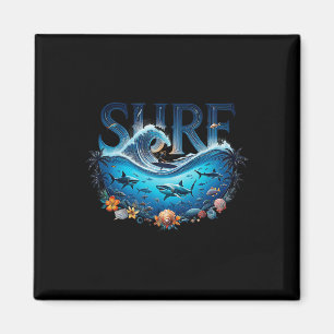 Íman Grande Onda de Surf Praia Amante Surfista Gráfico 