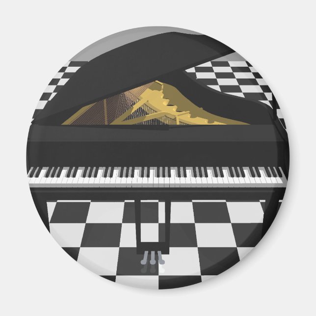 Íman Grande Piano e Azulejo: Modelo 3D: (Frente)