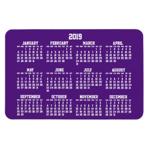 Íman Grandes ímãs flexíveis do calendário 2019 roxo