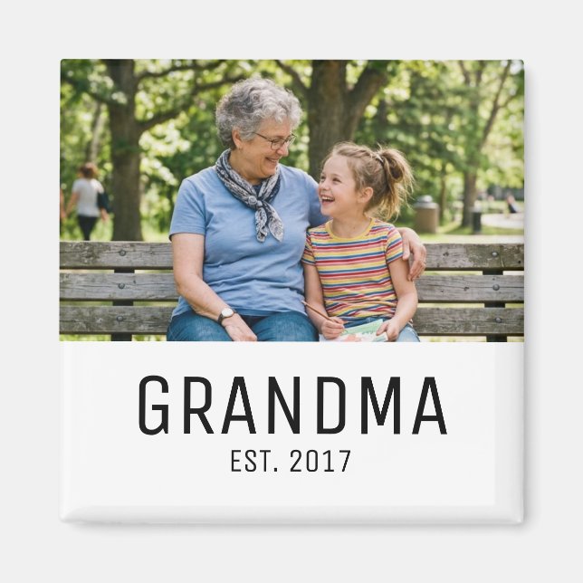 Íman Grandma Established Photo Gift (Frente)