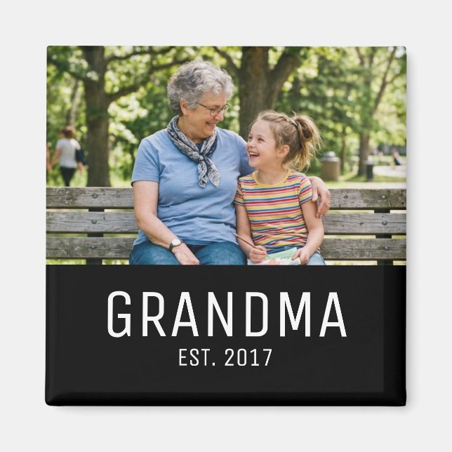 Íman Grandma Established Photo Gift (Frente)