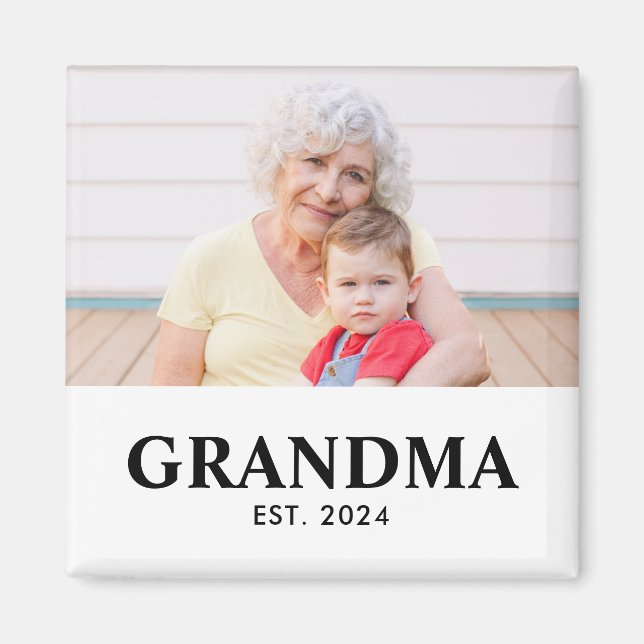 Íman Grandma Established Photo Gift (Frente)