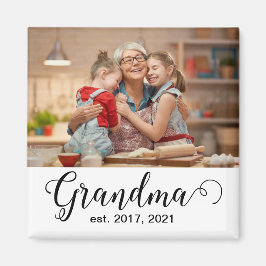 Íman Grandma Established Script Gift Photo