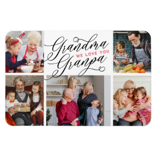Íman Grandma Grandpa We Love You Photo Collage