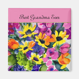 Íman GRANDMA - Melhor Vovó Alguma Vez, flores aquáticas