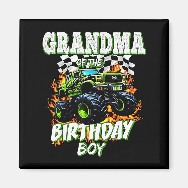 Íman Grandma Of The Birthday Boy Monster Truck Birthday (Frente)