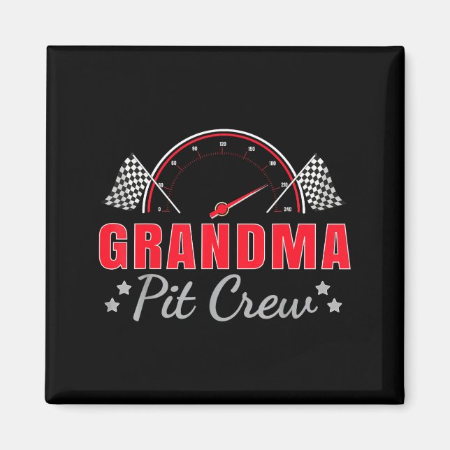 Íman Grandma T Crew Race Car Driver Birthday Party Raci (Frente)