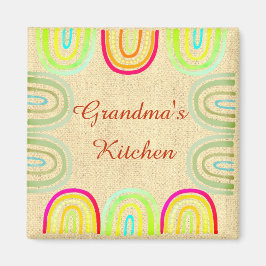 Íman Grandma's Kitchen Folk Rainbow Pattern