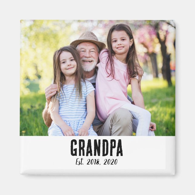 Íman Grandpa Established Photo Gift Magnet (Frente)