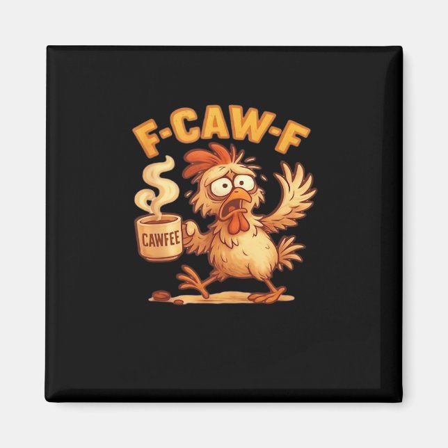 Íman Grático Clássico Retrô de Frango Divertido F Caw (Frente)