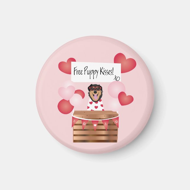 Íman Grátis Puppy Kisses Namorados Cachorro Vermelho (Frente)