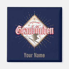 Íman Graubünden Suiça retro skier vintage