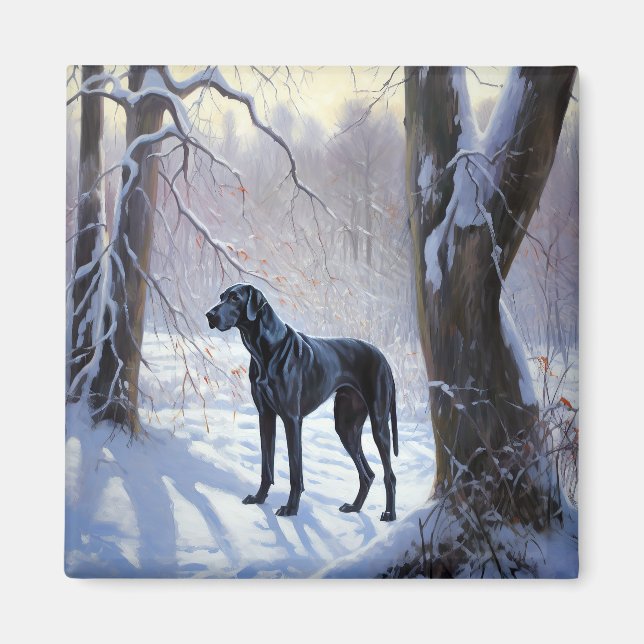 Íman Great Dane Deixe Nevar Natal (Frente)