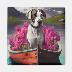 Íman Great Dane em uma Canoa: Uma Aventura Cênica