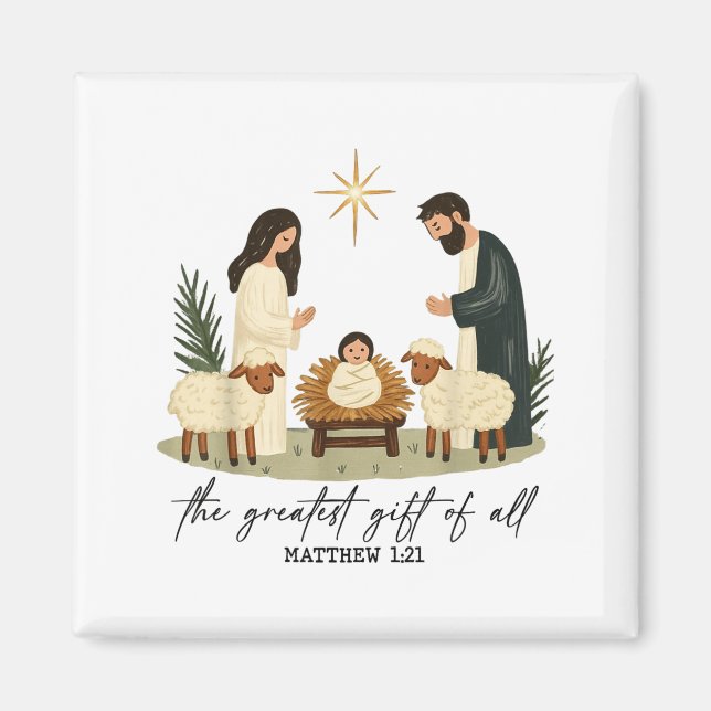 Íman Greatest Gift Of All Nativity Scene Christian Chri (Frente)