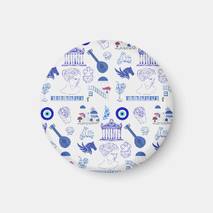 Íman Grécia Azul e Branco