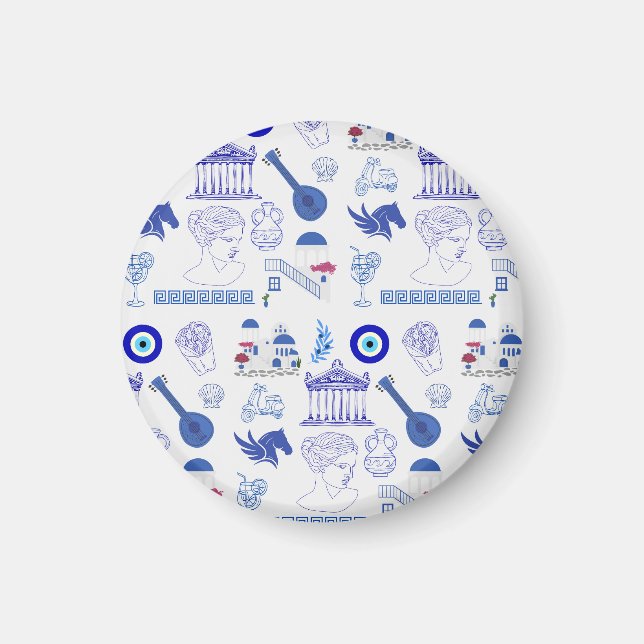Íman Grécia Azul e Branco (Frente)