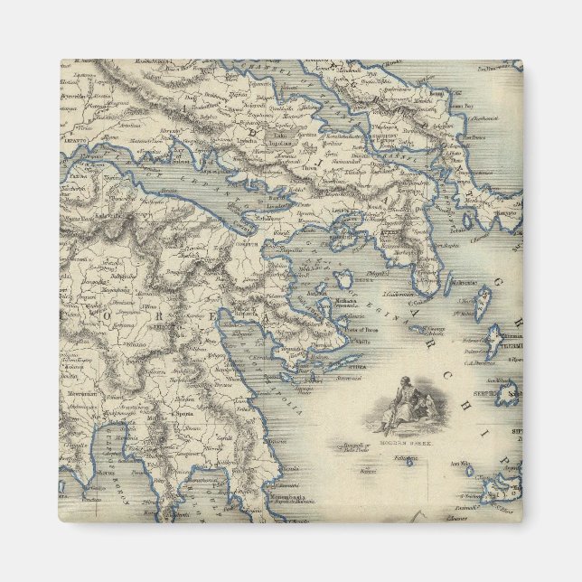 Íman Grécia com mapas indefinidos de Corfu e Stampalia (Frente)
